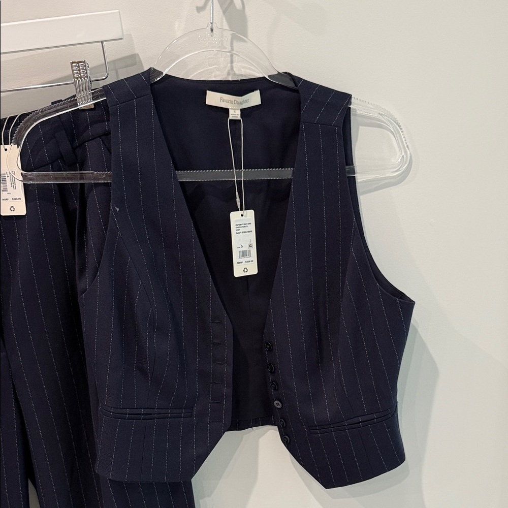 Favorite Daughter Navy Pinstripe Vest NWT